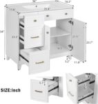36 Bathroom Vanity with Ceramic Sink. Standard and Double-Layer Drawers. Soft Close Doors. Adjustable Shelves. Modern Storage Cabinet for Small and Medium Bathrooms (White)