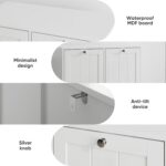 Double Tilt-Out Laundry Hamper Cabinet. Modern Hidden Laundry Hamper with 2 Removable Baskets. Free-Standing Bathroom Storage Cabinet. Anti-tiltdevice. (26.8 Tall White)