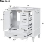 30 Bathroom Vanity with Sink and 4 Drawers & 1 Door Cabinet. Easy Assembly Modern Bathroom Vanities Storage Cabinet for Guest Baths Master Suites or Rental Units (White. 30 Inches)