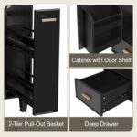 24 Bathroom Vanity with Sink. Bathroom Cabinet with Door Shelf. Deep Drawer. 2-Tier Pull-Out Basket. Solid Wood Frame Bathroom Vanities (Black)