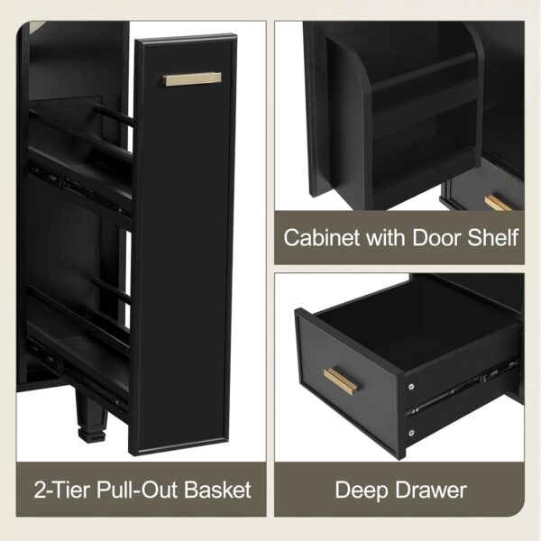 24 Bathroom Vanity with Sink. Bathroom Cabinet with Door Shelf. Deep Drawer. 2-Tier Pull-Out Basket. Solid Wood Frame Bathroom Vanities (Black)