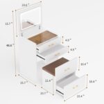 3 in 1 Vanity Desk with Flip Top Mirror. Small Make Up Set with Visible Glass Desktop. Compact Makeup Vanity with 3 Drawers Hidden Storage & Cushioned Stool. Dressing Table for Bedroom