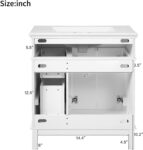 30'' Bathroom Vanity with Single Sink Combo. Freestanding Modern Bathroom Storage Sink Cabinet. Storage Cabinet with 2 Drawers & 2 Door. Solid Wood Frame for Small Bathrooms. White
