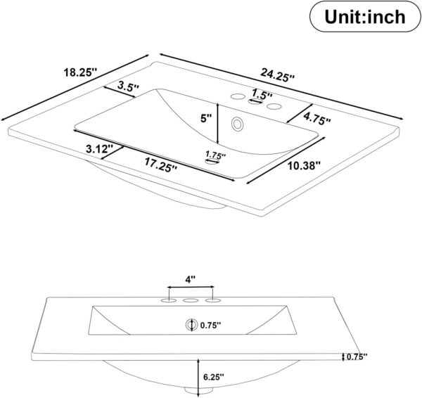 24 Bathroom Vanity with Sink. Bathroom Cabinet with Door Shelf. Deep Drawer. 2-Tier Pull-Out Basket. Solid Wood Frame Bathroom Vanities (Black)