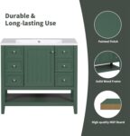 36 Bathroom Vanity with Sink. Modern Bathroom Cabinet Vanity Extra Large Storage with 1 Cabinet & 3 Drawers. Freestanding Bathroom Vanities. Solid Wood Frame (Green)