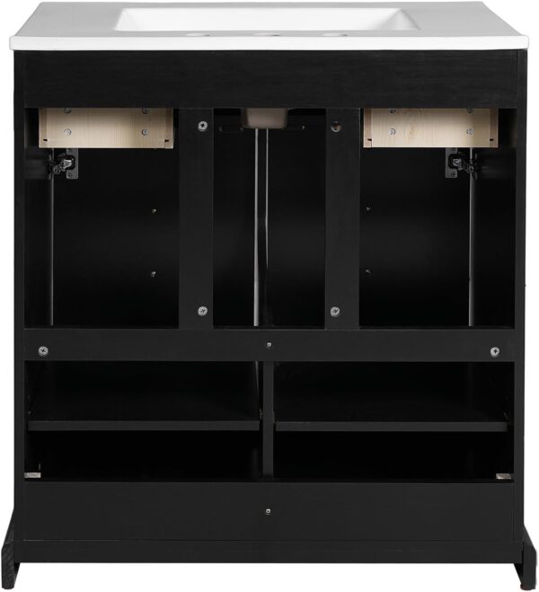 30'' Bathroom Vanity with Ceramic Sink Combo. Solid Wood Frame Bathroom Storage Cabinet. Freestanding Vanity Set with 2 Drawers & Soft Closing Doors (30'')