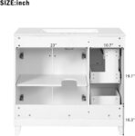 36 Bathroom Vanity with Ceramic Sink. Standard and Double-Layer Drawers. Soft Close Doors. Adjustable Shelves. Modern Storage Cabinet for Small and Medium Bathrooms (White)
