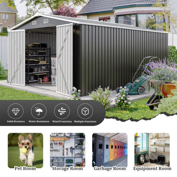 Outdoor Storage Shed, Utility Metal Garden Tool Shed