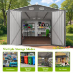Outdoor Storage Shed, Large Metal Lockable Storage House with Air Vent