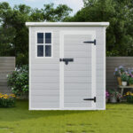 Resin Outdoor Storage Shed, Plastic Garden Shed with Floor
