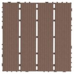 Plastic Interlocking Deck Tiles. 44 Pack Patio Deck Tiles. 12x12 Square Outdoor All Weather Use. Outdoor and Indoor Patio Decking Tiles for Porch. Poolside. Balcony. Backyard (Brown)