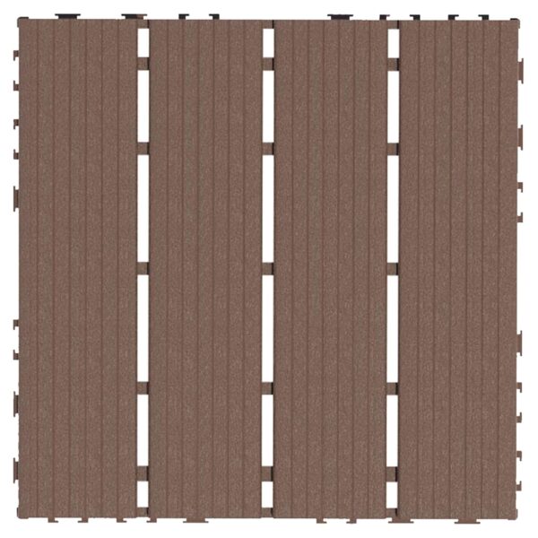 Plastic Interlocking Deck Tiles. 44 Pack Patio Deck Tiles. 12x12 Square Outdoor All Weather Use. Outdoor and Indoor Patio Decking Tiles for Porch. Poolside. Balcony. Backyard (Brown)