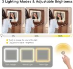 Vanity Desk with Mirror and Lights. Makeup Vanities Table with Flip-Top and Storage 7 Drawers. 9 Compartments. 3 Shelves. Corner Vanity Dressing for Bedroom (Walnut)