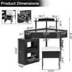 Corner Makeup Vanity Desk Without Mirror