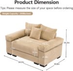 54.3 Oversized Accent Chair. Corduroy Armchair. 24in Extra Deep Seats. Modern Lounge Chair. Upholstered Reading Chair for Living Room & Bedroom
