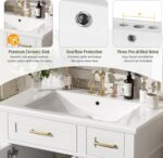 30'' Bathroom Vanity with Single Sink Combo. Freestanding Modern Bathroom Storage Sink Cabinet. Storage Cabinet with 2 Drawers & 2 Door. Solid Wood Frame for Small Bathrooms. White