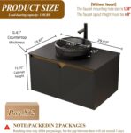 30'' Bathroom Vanity with Sink Combo. Floating Bathroom Vanity with Ultra-Thin Ceramic Basin and Marble Top. Modern Wall Mount Storage Cabinet with Ceramic Integrated Sink (Black-3. 30 Inches)