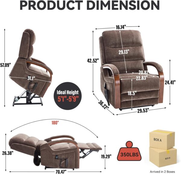 23'' Power Lift Recliner Chair for Elderly with Massage and Heat