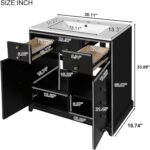 30'' Bathroom Vanity with Ceramic Sink Combo. Solid Wood Frame Bathroom Storage Cabinet. Freestanding Vanity Set with 2 Drawers & Soft Closing Doors (30'')