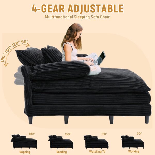 54.75" W Oversized Chaise Lounge Chair,Fluffy Cushioned Sofa Bed