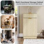 10 Gallon Tilt Out Kitchen Trash Can Cabinet. Wooden Garbage Can Cabinet with Wave-Textured & Hideaway Drawer. Free-Standing Laundry Hamper. 13.8 D x 19 W x 34.3 H (Natural Finish)