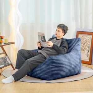 Large Bean Bag Chair for Adults. 41.8 Giant Beanbag Chairs. Modern Soft Lazy Sofa Chair with Memory Foam Filled. Floor Lounge Chair for Living Room. Bedroom. Apartment (Dark Blue)