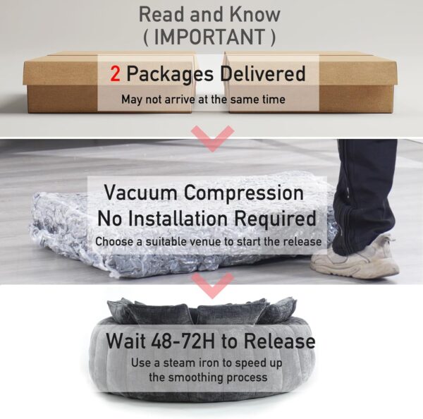 Oversized Chaise Lounge Chair Indoor .Round Chaise Lounge for Couples in Bedroom. Stylish Round Couch and Sleeper Sofa. Reading Chair in Living Room (Dark Grey)