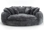 Oversized Chaise Lounge Chair Indoor .Round Chaise Lounge for Couples in Bedroom. Stylish Round Couch and Sleeper Sofa. Reading Chair in Living Room (Dark Grey)