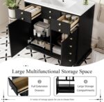 30'' Bathroom Vanity with Ceramic Sink Combo. Solid Wood Frame Bathroom Storage Cabinet. Freestanding Vanity Set with 2 Drawers & Soft Closing Doors (30'')
