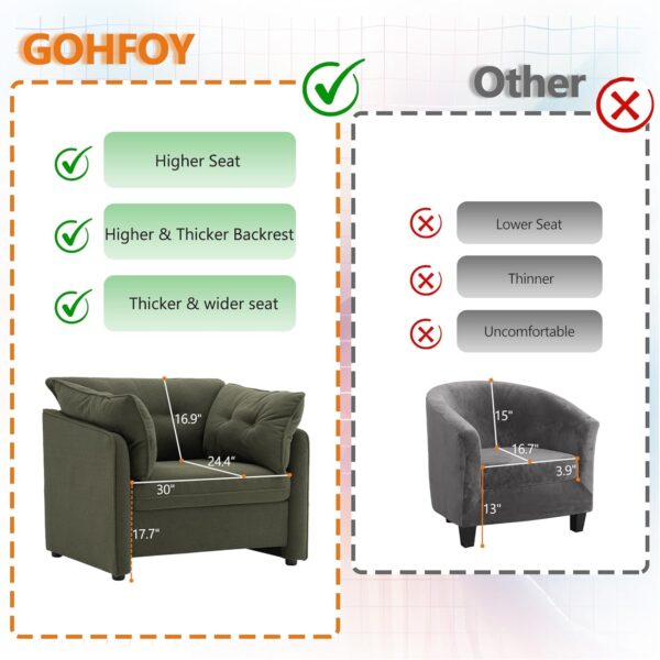 Oversized Accent Chair Indoor. Single Sofa Chair with Thick Soft Cushion. Chenille Fabric Large Comfy Reading Chair. Big Comfy Armchair Leisure Lounge Chair for Living Room. Bedroom (Green)
