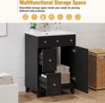 24 Modern Bathroom Vanity with Sink. Sink Cabinet with Ceramic Basin. Bathroom Vanities Cabinet with 2 Drawers & 1 Door (Black)