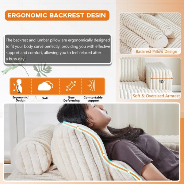 Oversized Chaise Lounge Chair Indoor with Removable Ottoman. 48.5 Comfy Thicked Upholstered Recliner Corduroy Couch. Leisure Sleeper Chair for Living Room. Bedroom. No Assembly Required