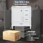 30 Bathroom Vanity with Sink and 4 Drawers & 1 Door Cabinet. Easy Assembly Modern Bathroom Vanities Storage Cabinet for Guest Baths Master Suites or Rental Units (White. 30 Inches)