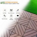 Interlocking Tile 44PCS. Drainage Tiles 12 x 12 Splicing. Square Outdoor All Weather Use Interlocking Drainage Floor Tiles. Non-Slip Drainage Holes for Porch. Poolside. Balcony. Backyard (Brown)