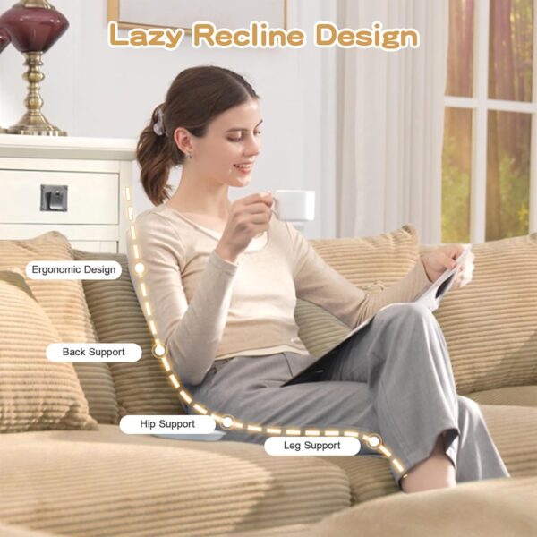 54.3 Oversized Accent Chair. Corduroy Armchair. 24in Extra Deep Seats. Modern Lounge Chair. Upholstered Reading Chair for Living Room & Bedroom