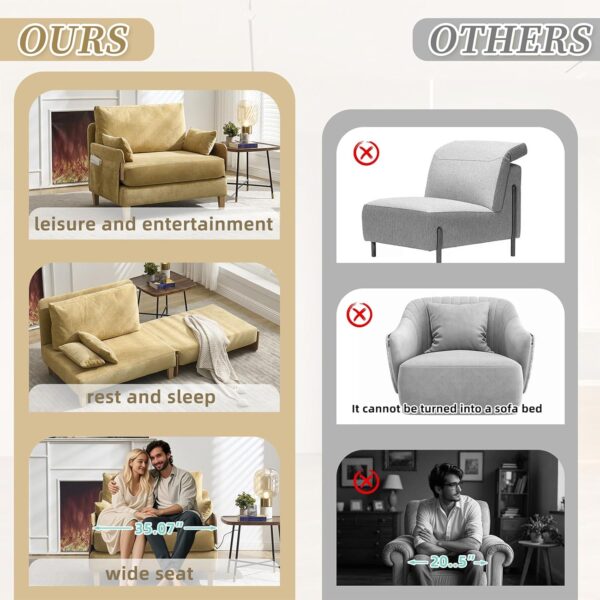 3-in-1 Convertible Folding Sofa Bed with Armrest for Small Spaces Living Room