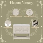 36 Bathroom Vanity with Sink. Bathroom Vanities. FreeStanding Vanity Set with 4 Drawers. Solid Wood Frame Bathroom Cabinet (Beige)