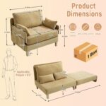 3-in-1 Convertible Folding Sofa Bed with Armrest for Small Spaces Living Room