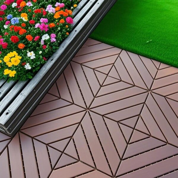 Interlocking Tile 44PCS. Drainage Tiles 12 x 12 Splicing. Square Outdoor All Weather Use Interlocking Drainage Floor Tiles. Non-Slip Drainage Holes for Porch. Poolside. Balcony. Backyard (Brown)