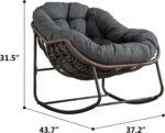 Outdoor Rattan Rocking Chair,Padded Cushion Rocker Recliner Chair Outdoor