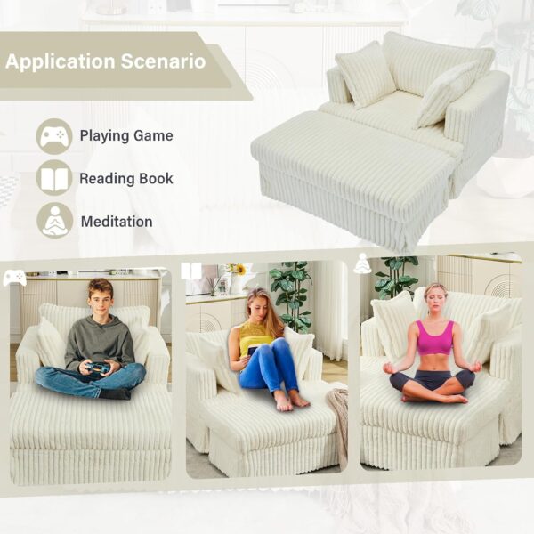 47.8 Oversized Chaise Lounge Chair with Ottoman