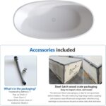 71″ Freestanding Solid Surface Bathtub. Oval Thick Edge Matte White Stone Resin Stand Alone Soaking Tub. Ergonomic Free standing Flatbottom Tubs with Overflow. Pop-up Drain (Matte White. 71)