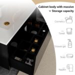 30 Inch Bathroom Vanity with Sink. Wall Mounted Floating Fluted Vanity with Drawers. Soft-Close Doors. Modern Wall Mount Bathroom Storage Cabinet for Small Space (Black)