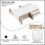 Modern Coffee Tables for Living Room. High Gloss LED Coffee Table. Storage Coffee Table. Wood Center Table with 4 Sliding Drawers and 2 Glass Door Storag. for Home Office and Restaurants (White)