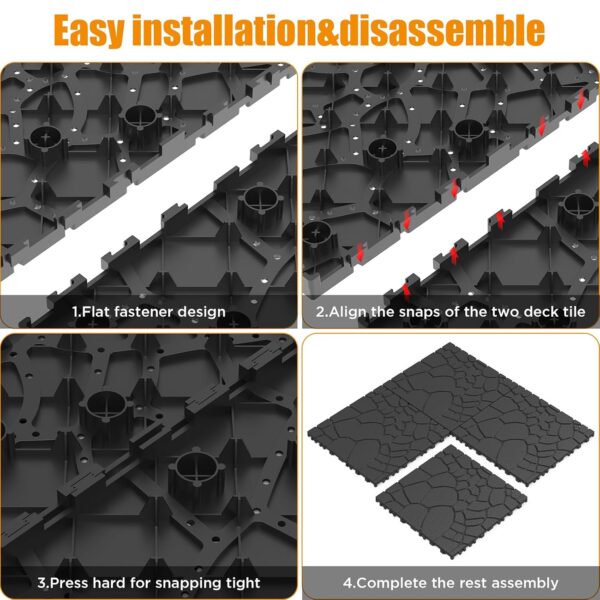 44 PCS Plastic Interlocking Deck Tiles. 12 x 12 Patio Outdoor Deck Tiles. Easy and Quick Installation. Patio Floor Decking Tiles for Porch. Poolside. Balcony. Backyard. Indoor and Outdoor Use