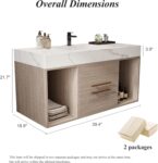 39.4'' Bathroom Vanity with Sink. Floating Ceramic Sink Bathroom Vanity with Countertop Multi-Layer Solid Wood Cabinet Soft-Close Drawers Open Shelf Storage (Oak. 39.4''-Countertop)