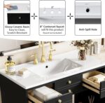 30'' Bathroom Vanity with Ceramic Sink Combo. Solid Wood Frame Bathroom Storage Cabinet. Freestanding Vanity Set with 2 Drawers & Soft Closing Doors (30'')