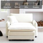 Oversized Chaise Lounge Chair Indoor with Ottoman. 37 W Corduroy Single Sofa Chair. Modern Couch with Deep Seat. Sleeper Chair Comfy Cloud Couch for Living Room Bedroom Office Apartment