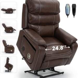 Multi-Functional Power Lift Recliner with Foldable Table. Charging Station. Lazy Boy Recliner Chair That Can Rest Flat. Lift Chairs Recliners for Elderly with Massage and Lumbar Heat