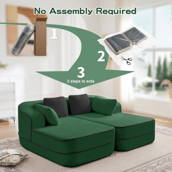 Double Chaise Lounge Chair Indoor Upholstered Boneless Sofa Bed